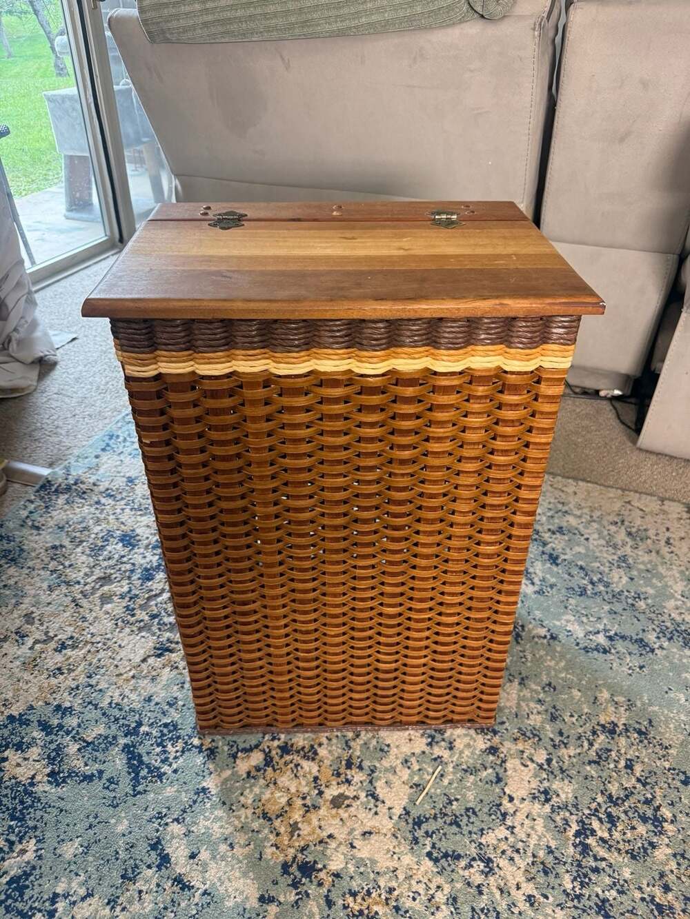 Fox Creek Baskets Hamper Basket with Wood Lid and Hinges